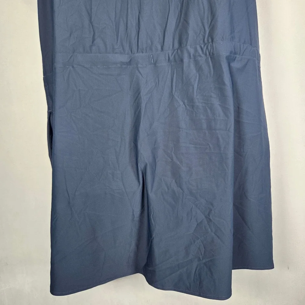 Spanx Sunshine Collared Drawstring Waist Dress XL Navy Blue Carry On Athleisure